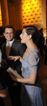Actress Jenny Slate talking to a captive audience.